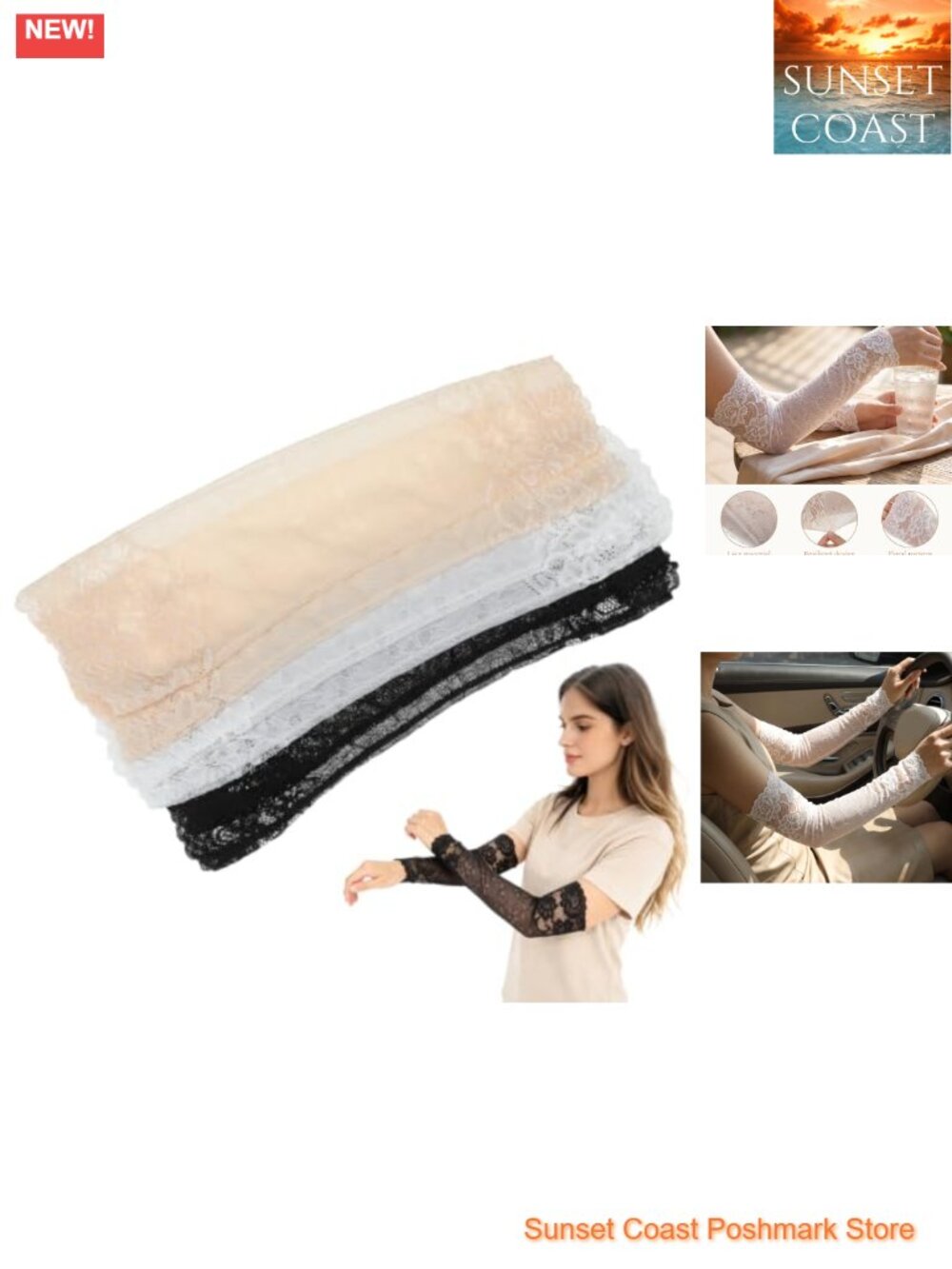 Lace Breathable Elastic Arm Sleeves Women UV Sun Protection